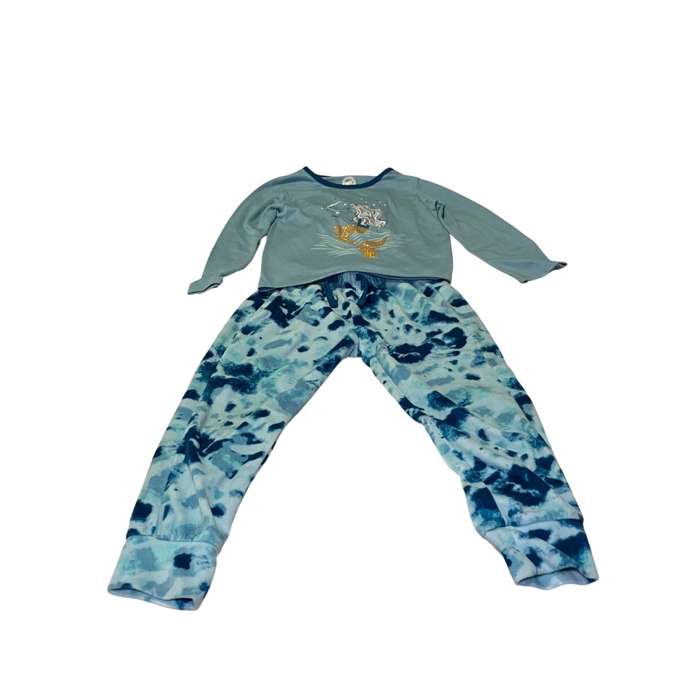Wonder Nation Kids 4/5 XS Mermaid Pajama Set Long Sleeve Pants Flame Resistant